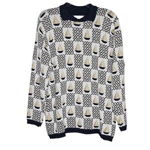 Vintage 80s 90s Alfred Dunner Sweater Size Large Shoulder Pads